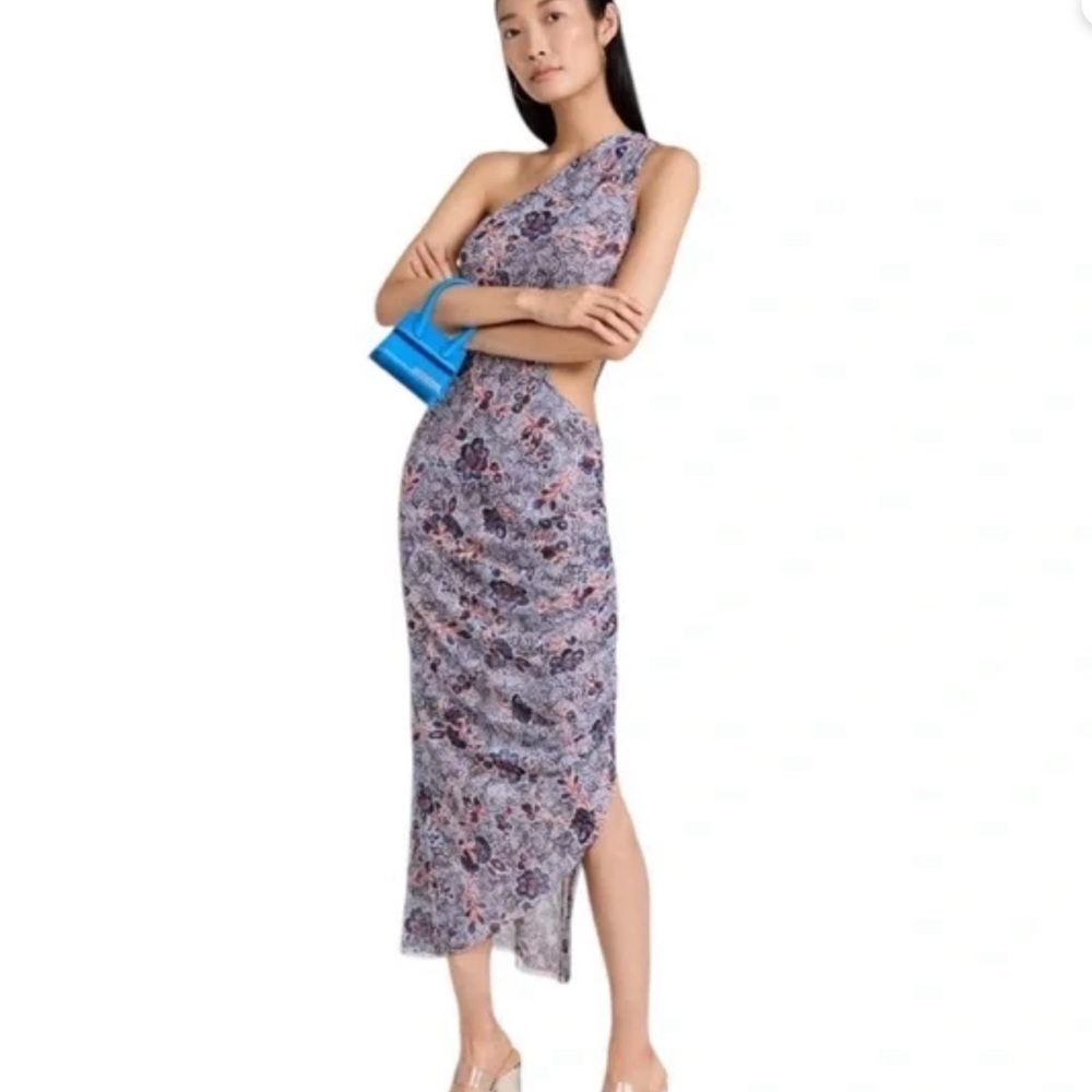 NWT MISA LOS ANGELES Aries Cutout Mesh Sheath Dress Raw Hem Size L - Picture 12 of 14